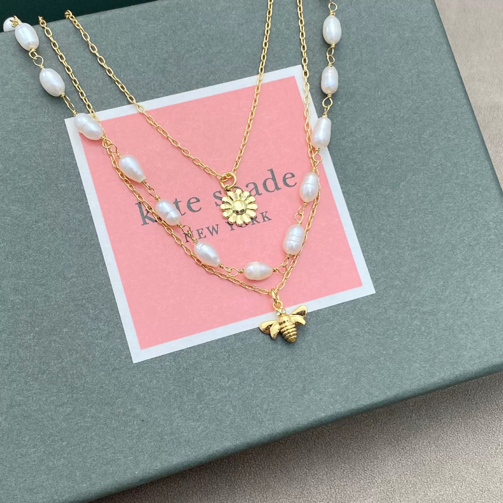 kate spade Natural Pearl Bee Daisy Layered Stackable Necklace